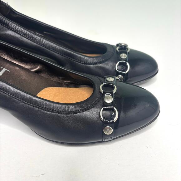 AGL Black Patent Leather Cap Toe Block Heel Pump 39.5 - Picture 4 of 10